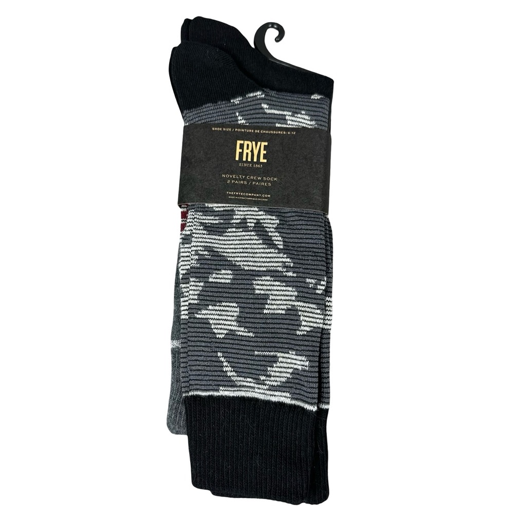NEW Frye Black and Gray Cotton Socks 2-Pack Soft Durable Ankle Support
